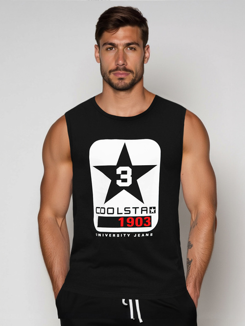 Juodi vyriški berankoviai marškinėliai OZONEE JS/8B1719/3