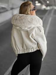 Smėlinis Moteriška Odinė Striukė OZONEE JS/11Z8172Z