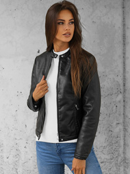 Juoda Moteriška Odinė Striukė OZONEE JS/11Z8008Z