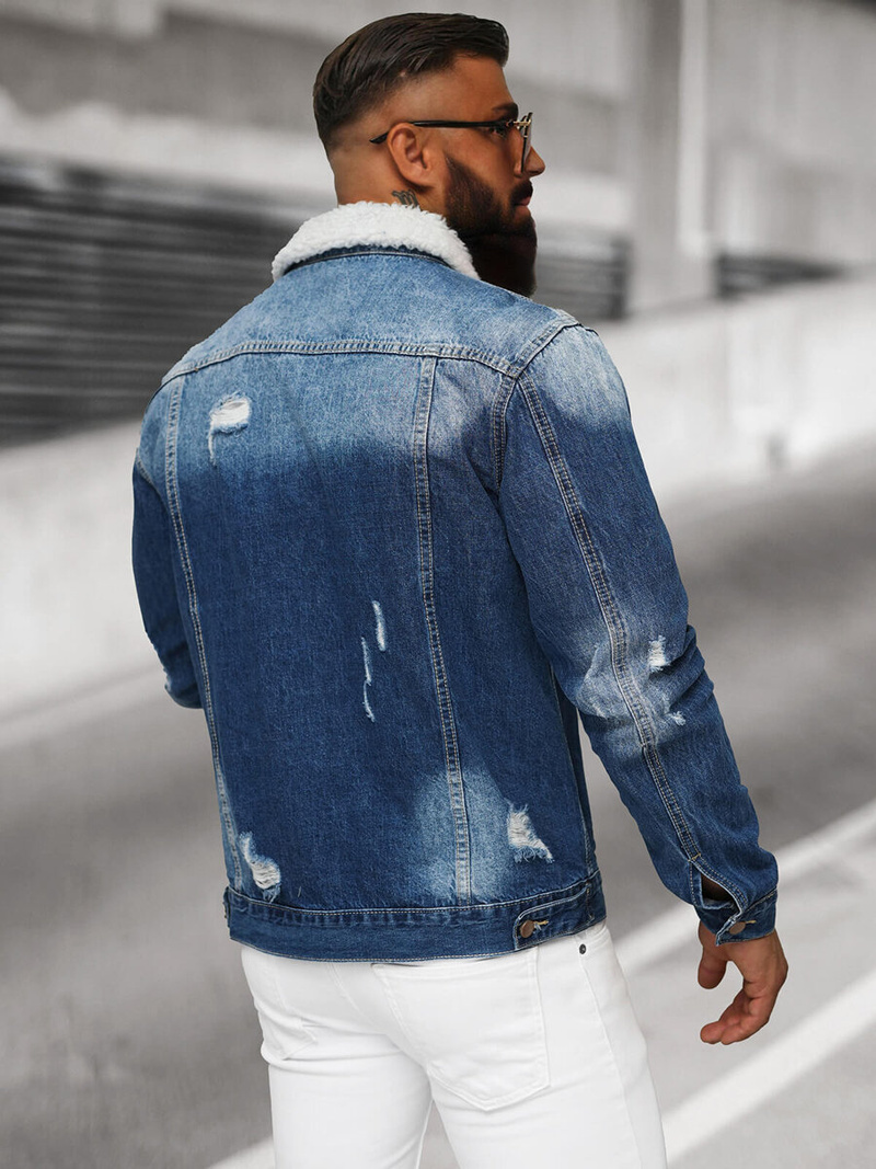 Mėlyna vyriška džinso šerpas striukė OZONEE NB/MJ502BZ