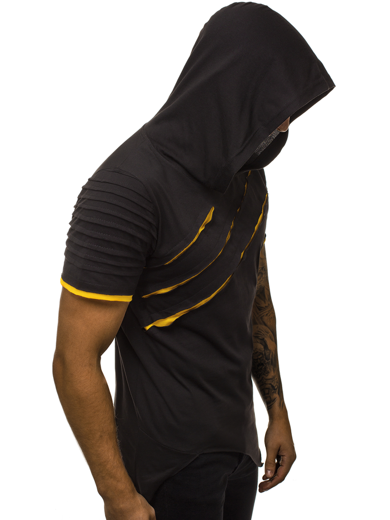 Juodai-Geltoni vyriški marškinėliai su gobtuvu OZONEE O/1187XZ