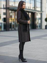 Juodi moteriškas paltas OZONEE JS/53M5200/1Z