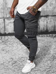 Grafitiniai vyriškos chino jogger stiliaus kelnės OZONEE NB/MP0202GS