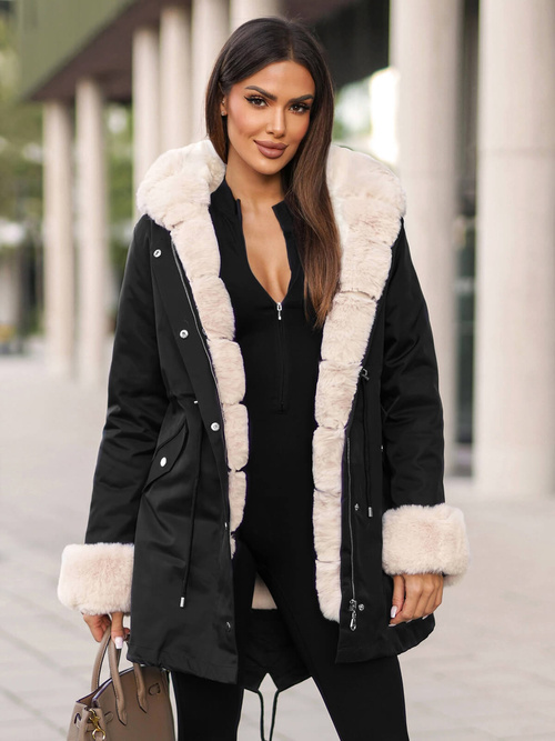 Juoda moteriška žieminė striukė OZONEE JS/M763/392Z