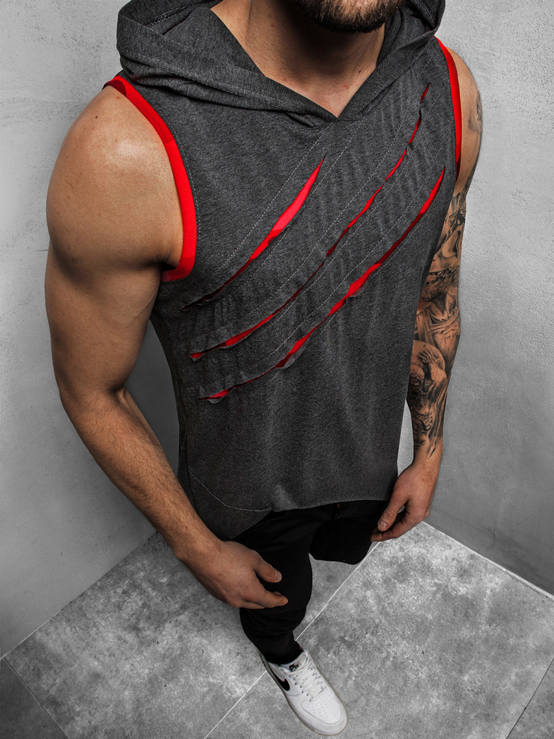 Grafitiniai vyriški marškinėliai su gobtuvu OZONEE O/1254Z