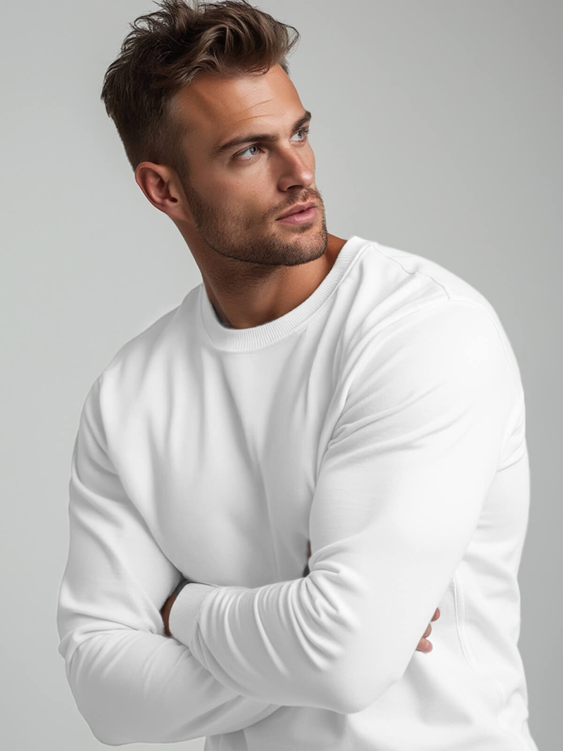 Baltas vyriškas džemperis OZONEE JS/2001-10Z