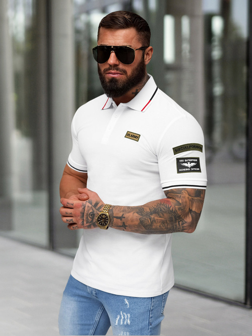 Balta vyriški polo marškinėliai OZONEE NB/MT3144