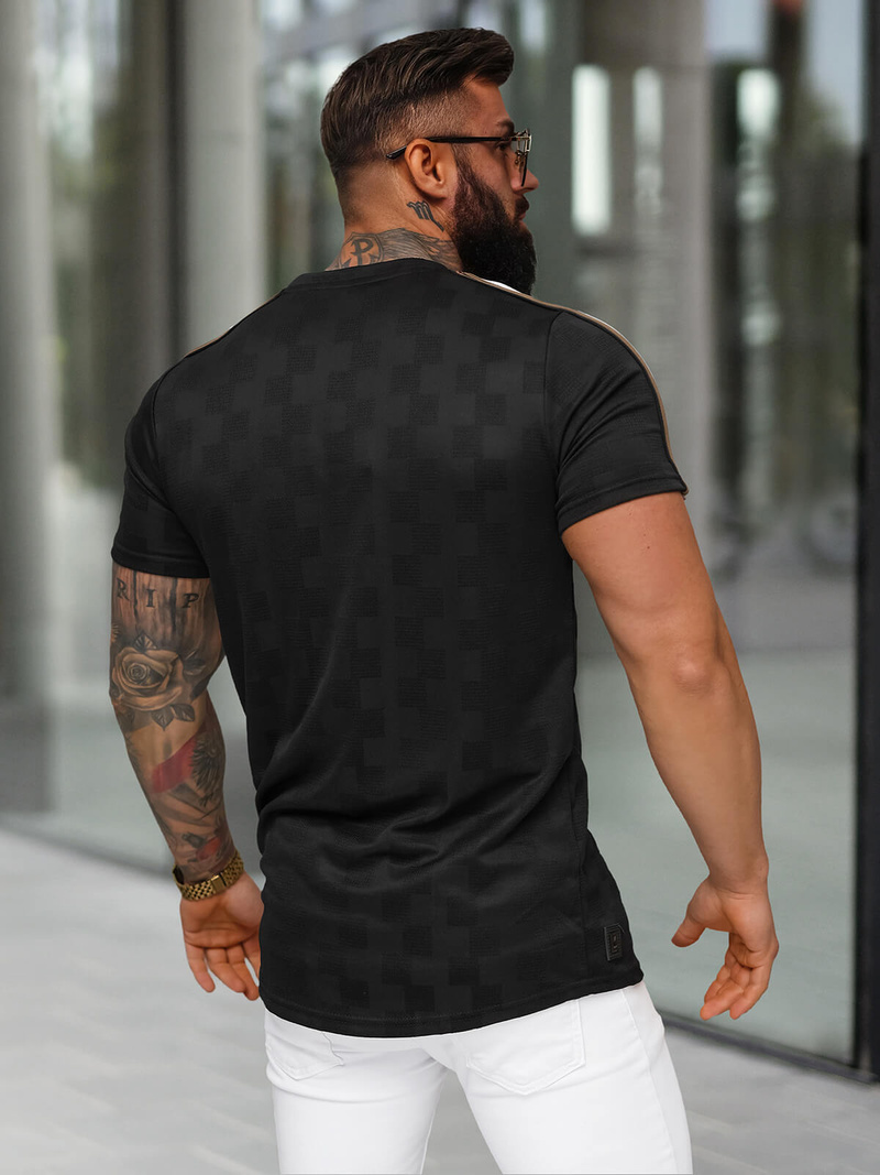 Juodi vyriški marškinėliai OZONEE O/QS11621