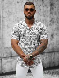 Balta vyriški marškiniai trumpomis rankovėmis OZONEE E/1400/621