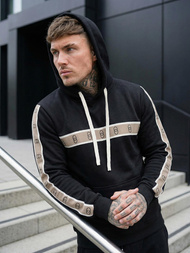 Juoda vyriškas džemperis su gobtuvu OZONEE JS/8B1729/3