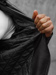 Juoda vyriška odinė striukė OZONEE JS/11Z8005