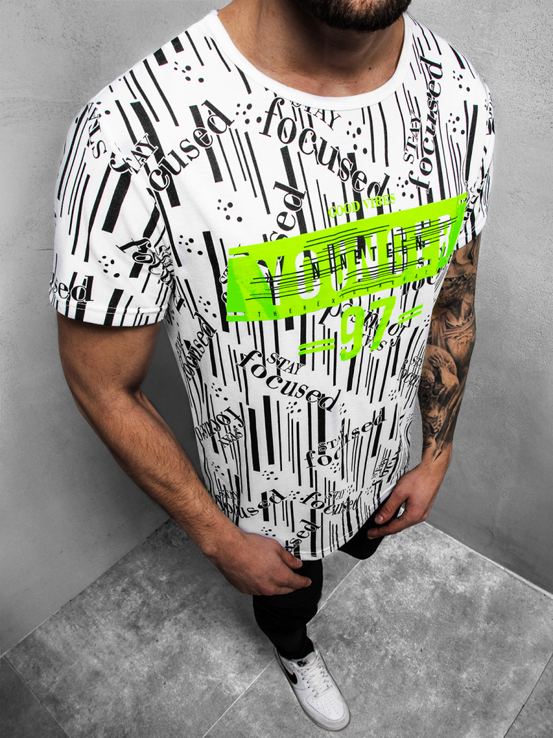 Balti vyriški marškinėliai OZONEE JS/KS1993Z