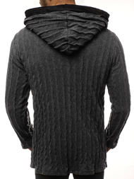 Grafitinis vyriškas džemperis su gobtuvu OZONEE MACH/2138