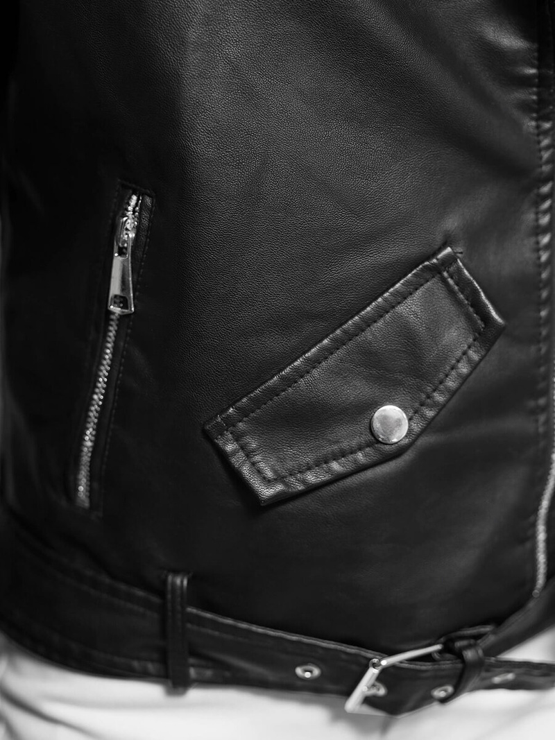 Juoda Moteriška Odinė Striukė OZONEE JS/11Z8061