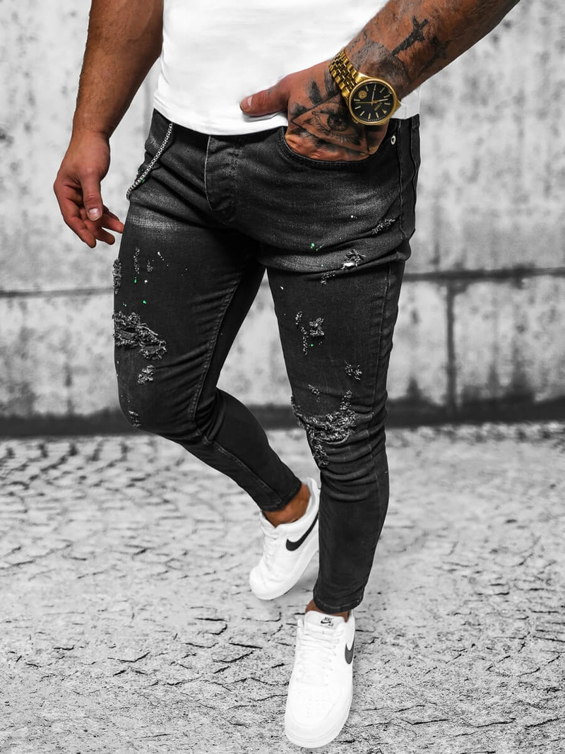 Juodi vyriški džinsai OZONEE O/MB460