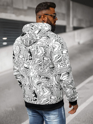 Baltas vyriškas džemperis su gobtuvu OZONEE JS/8B1256/1