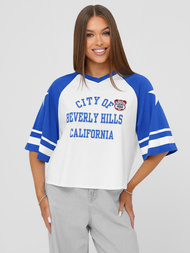 Baltai-mėlynas moteriški marškinėliai OZONEE JS/R62493