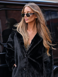 Juoda moteriška žieminė striukė iš kailio OZONEE JS/11Z8250