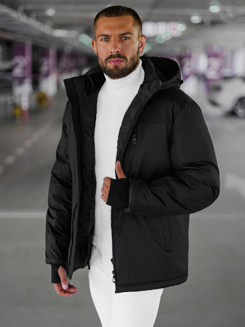 Juodi vyriška žieminė striukė OZONEE JS/91M9901/392