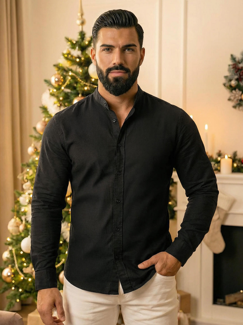 Juodi vyriški marškiniai OZONEE O/V121Z