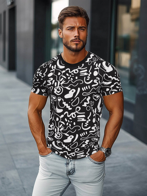 Juodi vyriški marškinėliai OZONEE JS/8T1205/3Z