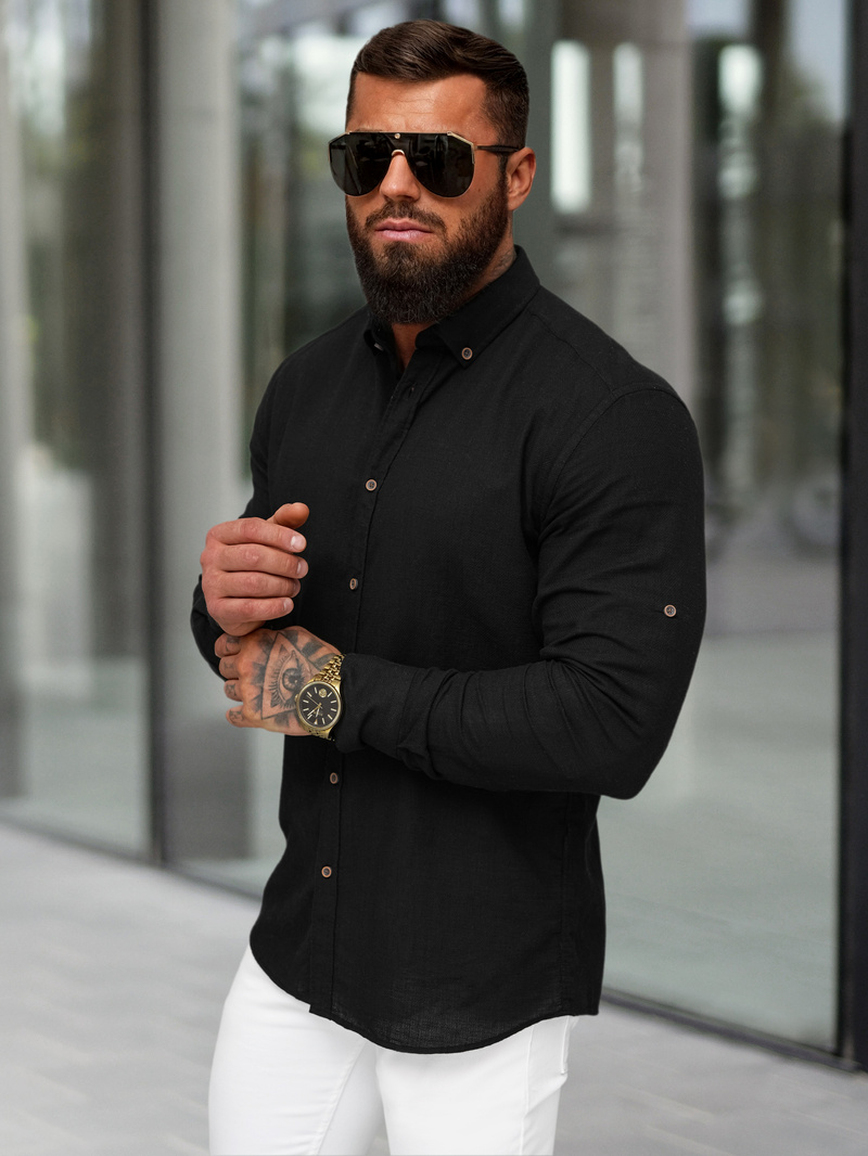 Juoda vyriški marškiniai OZONEE O/V144