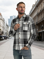 Juodai-balti vyriški marškiniai OZONEE NB/MC728N/3