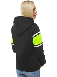 Juodas moteriškas džemperis su gobtuvu OZONEE JS/KSW2004