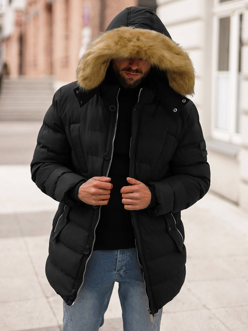 Juodi vyriška žieminė striukė OZONEE JS/5M3122/392Z