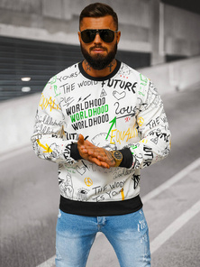 Balta vyriškas džemperis OZONEE JS/8B1228/1