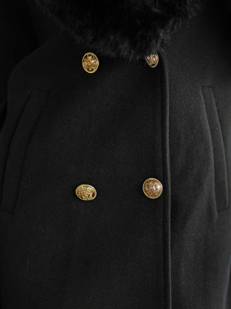 Juodi moteriškas paltas OZONEE JS/61M8509/392