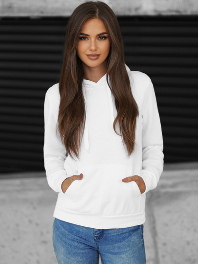 Baltas moteriškas džemperis su gobtuvu OZONEE JS/W02Z