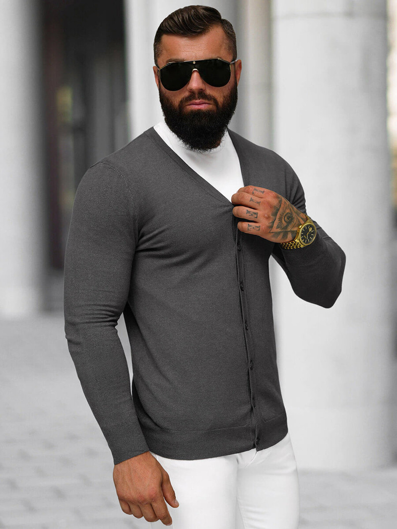 Grafitinis vyriškas megztinis OZONEE NB/MM6006/3Z