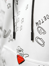 Baltas vyriškas džemperis su gobtuvu OZONEE JS/8B1223/1