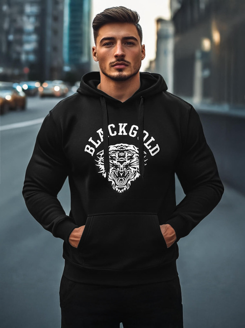 Juoda vyriškas džemperis su gobtuvu OZONEE NB/MF2007Z