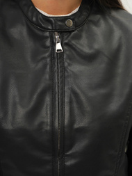 Juoda Moteriška Odinė Striukė OZONEE JS/11Z8008