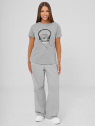 Pilki moteriški marškinėliai OZONEE DJ77806