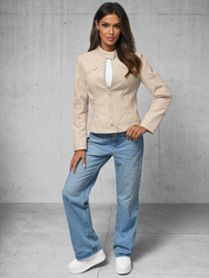 Smėlinis Moteriška Odinė Striukė OZONEE JS/11Z8131