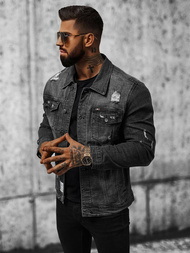 Juodi vyriška džinso striukė OZONEE NB/MJ515N