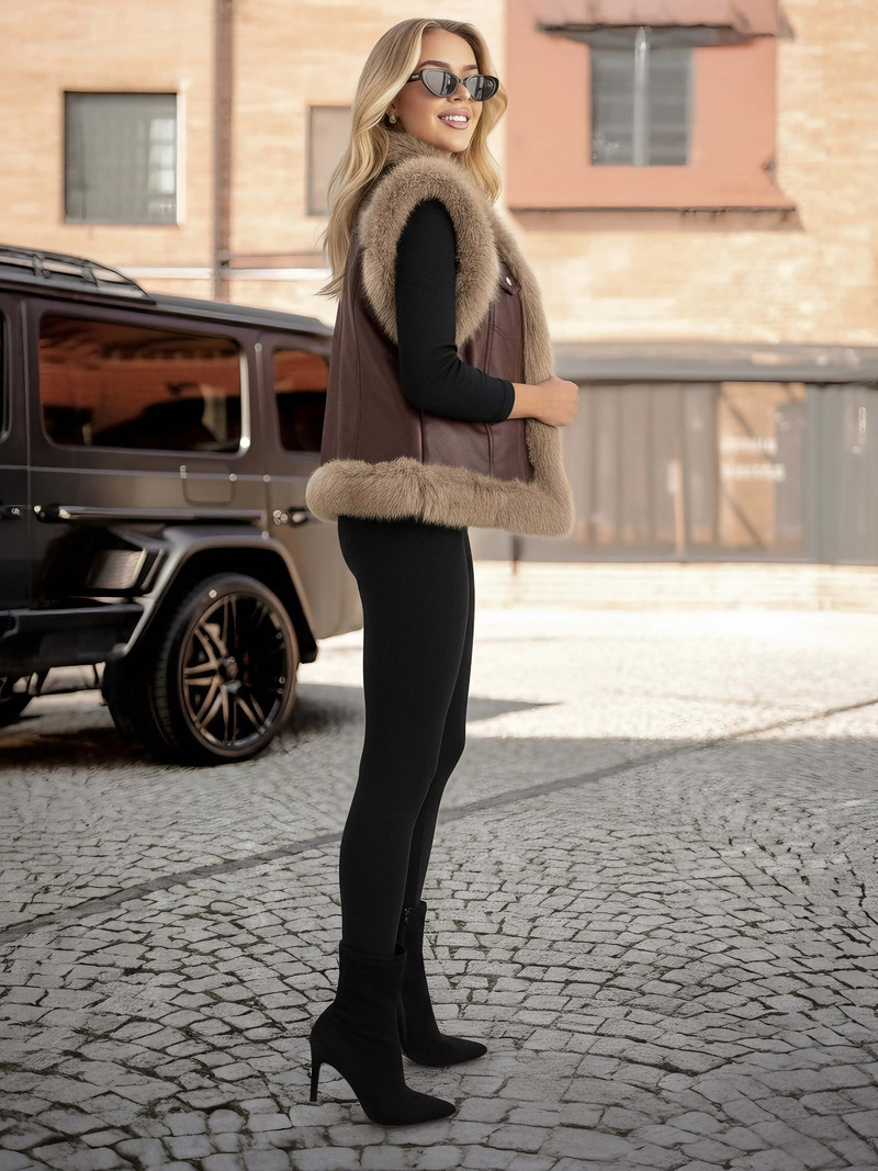 Šokoladas moteriška odinė liemenė OZONEE JS/61M8516/158