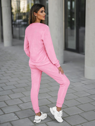 Pudrinis rožinis moteriškas veliūrinis sportinis kostiumas OZONEE O/8C1173/38