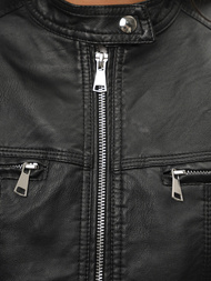 Juoda Moteriška Odinė Striukė OZONEE JS/11Z8010