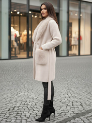 Smėlinis spalva moteriškas paltas OZONEE JS/53M5200/155Z