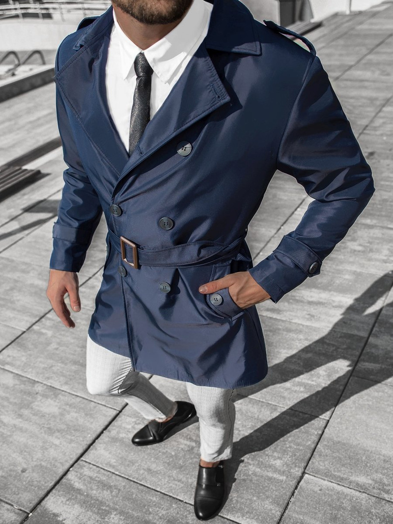 Granatinis vyriškas paltas OZONEE DJ/5622