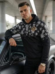 Juodas vyriškas džemperis su gobtuvu OZONEE O/B272Z