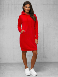 Raudonas moteriškas džemperis su gobtuvu OZONEE JS/YS10005/18Z