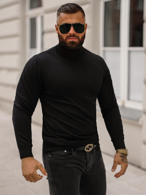 Juoda spalva vyriškas megztinis OZONEE O/GM301