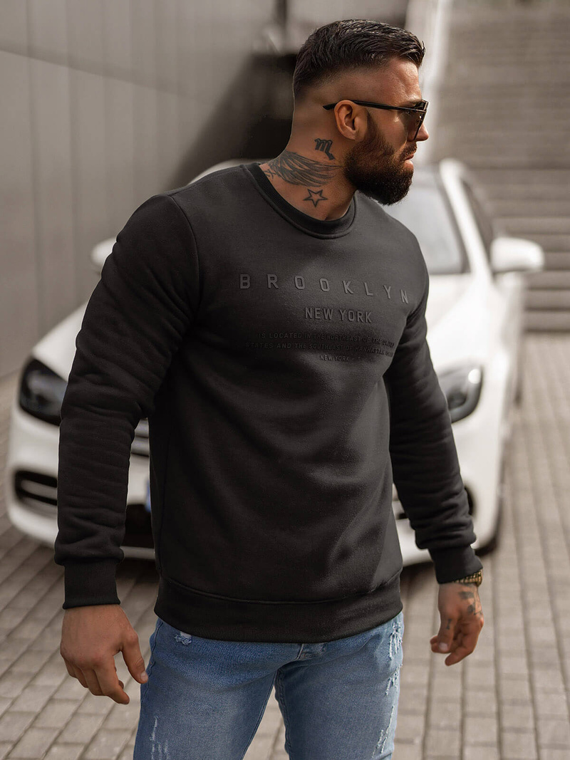 Juodas vyriškas džemperis OZONEE JS/8B1360/3