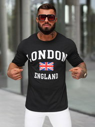 Juodi vyriški marškinėliai OZONEE JS/8B1373/3