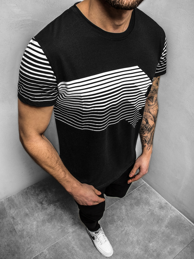 Juodi vyriški marškinėliai OZONEE JS/KS2058Z